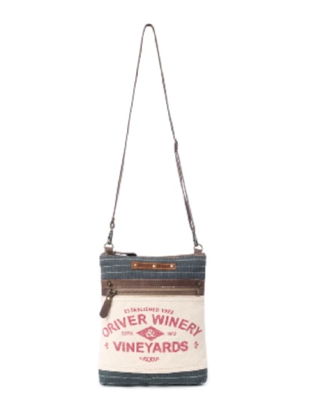 Myra Bag Oriver Winery Crossbody Bag Upcycled Canvas Leather Western Purse NWT